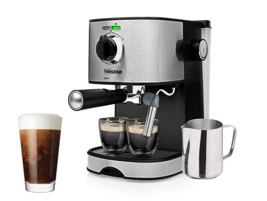 Tristar Espressomaschine italienische Siebdruck Kaffee & Siebträger-Maschine mit Milchaufschäumer für Latte Macchiato & Cappuccino Espressokocher